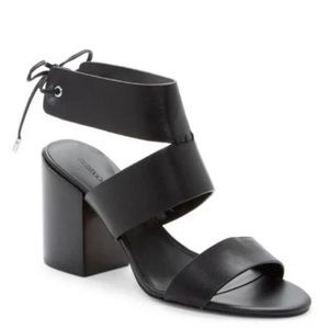 Rebecca Minkoff Black Leather Open Toe Chunky Heel Christy City Sandal Size 9.5